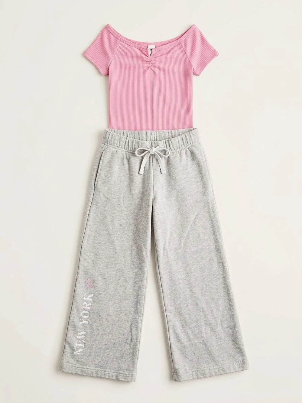 Abercrombie Kids 7/8 Wide Leg Sweatpants & Art Class 7/8 Top Outfit Set Girls